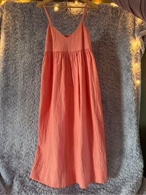 a new day | Coral Krinkle Maxi Dress | S
